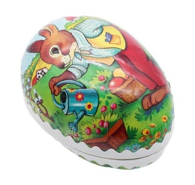 Echt Erzgebirge Germany Paper Mache Easter Bunny Scene Egg Candy Container - Image 1