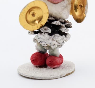 Vtg Japan Pinecone Pixie Elf Gnome w/ Cymbals Chinelle Christmas Ornanent - Thumbnail 4