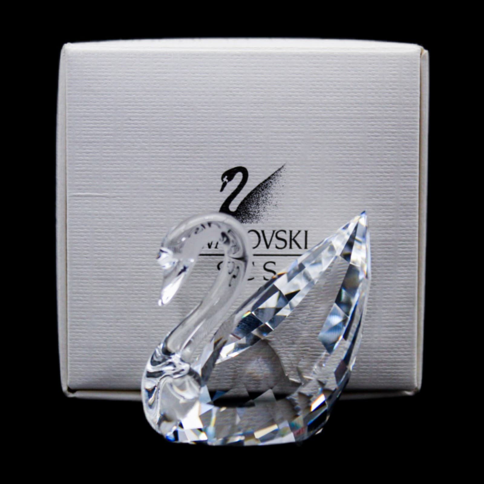 Swarovski Signum Swan Clear Faceted Glass Crystal Figurine With Box - Image 1