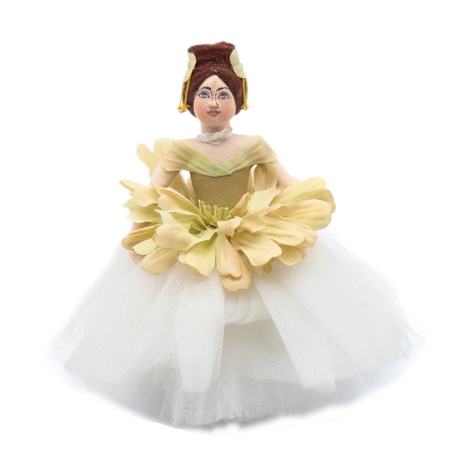 Gladys Boalt 1994 Hand Crafted Yellow Zinnia Dancer Ballerina Ornament 6.5" - Image 1