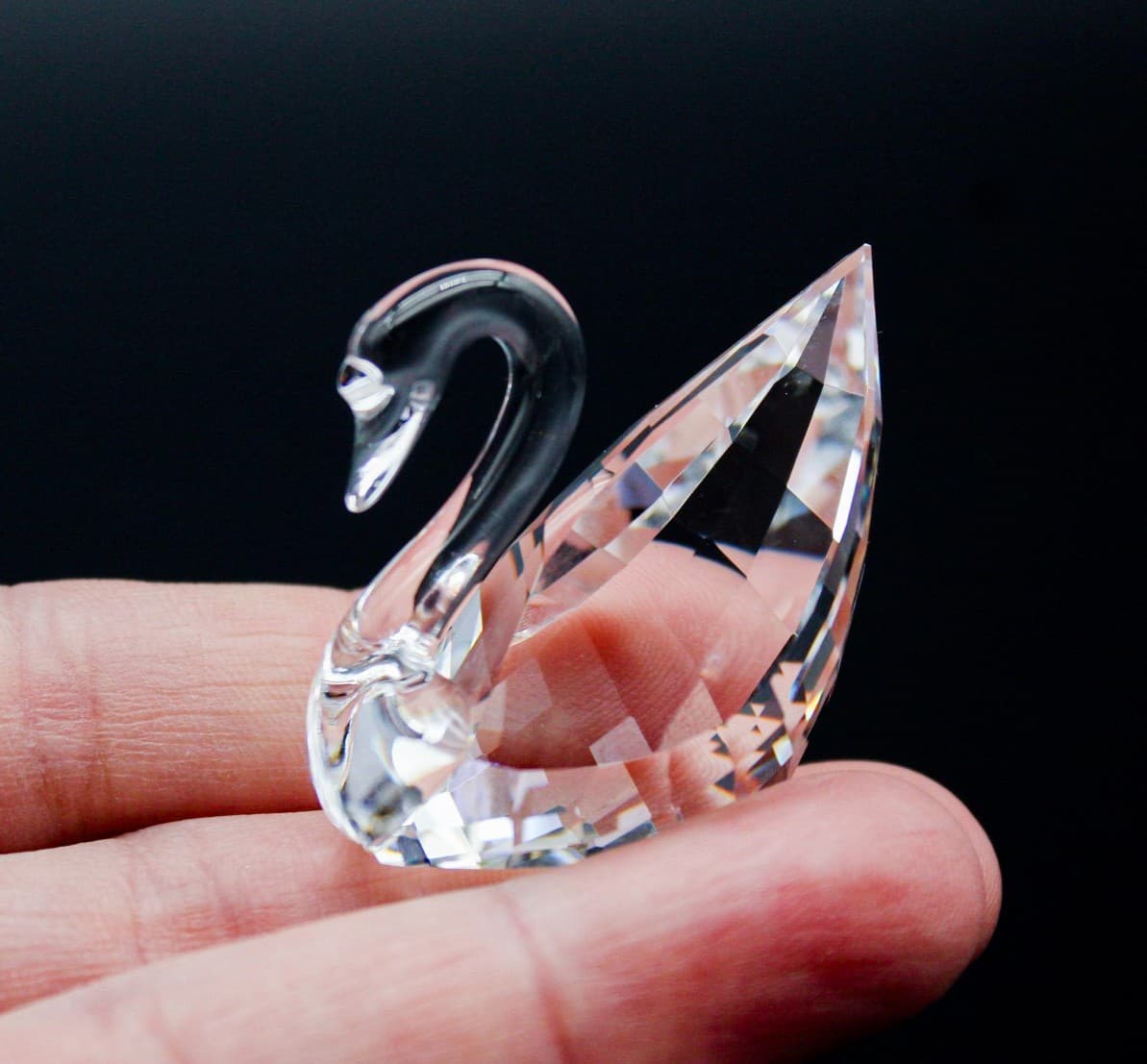 Swarovski Signum Swan Clear Faceted Glass Crystal Figurine With Box - Thumbnail 3