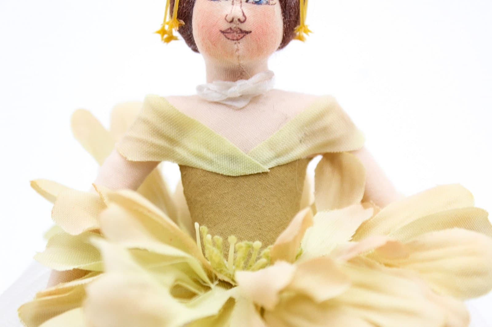 Gladys Boalt 1994 Hand Crafted Yellow Zinnia Dancer Ballerina Ornament 6.5" - Thumbnail 3
