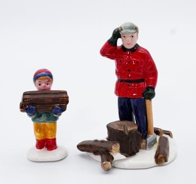 Department 56 Woodsman And Boy Hand Painted Porcelain Snow Village Accessory 2pc - Thumbnail 4