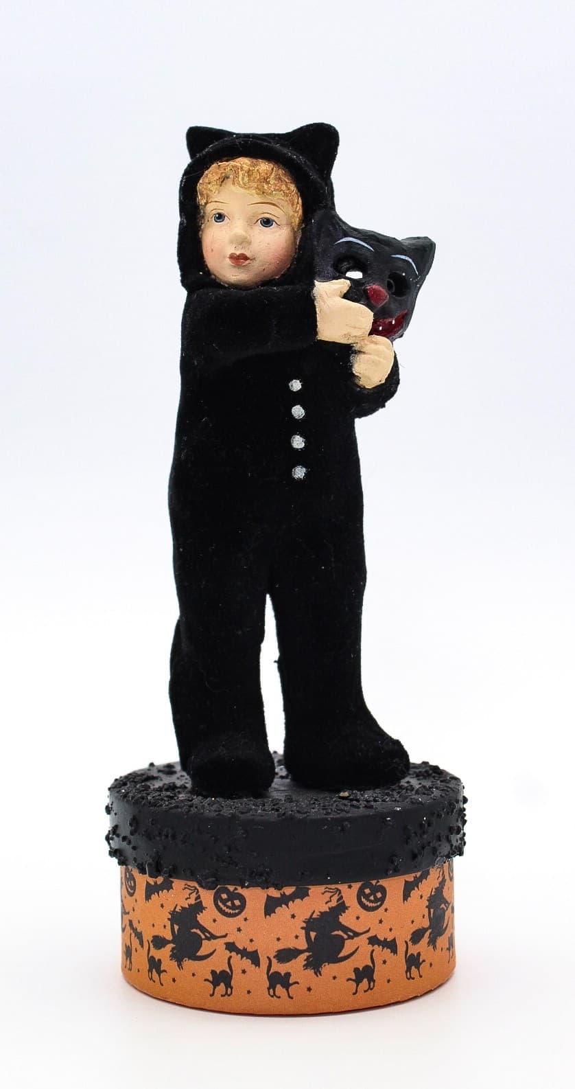 Bethany Lowe Designs Halloween Boy In Cat Costume Flocked Candy Container - Thumbnail 11