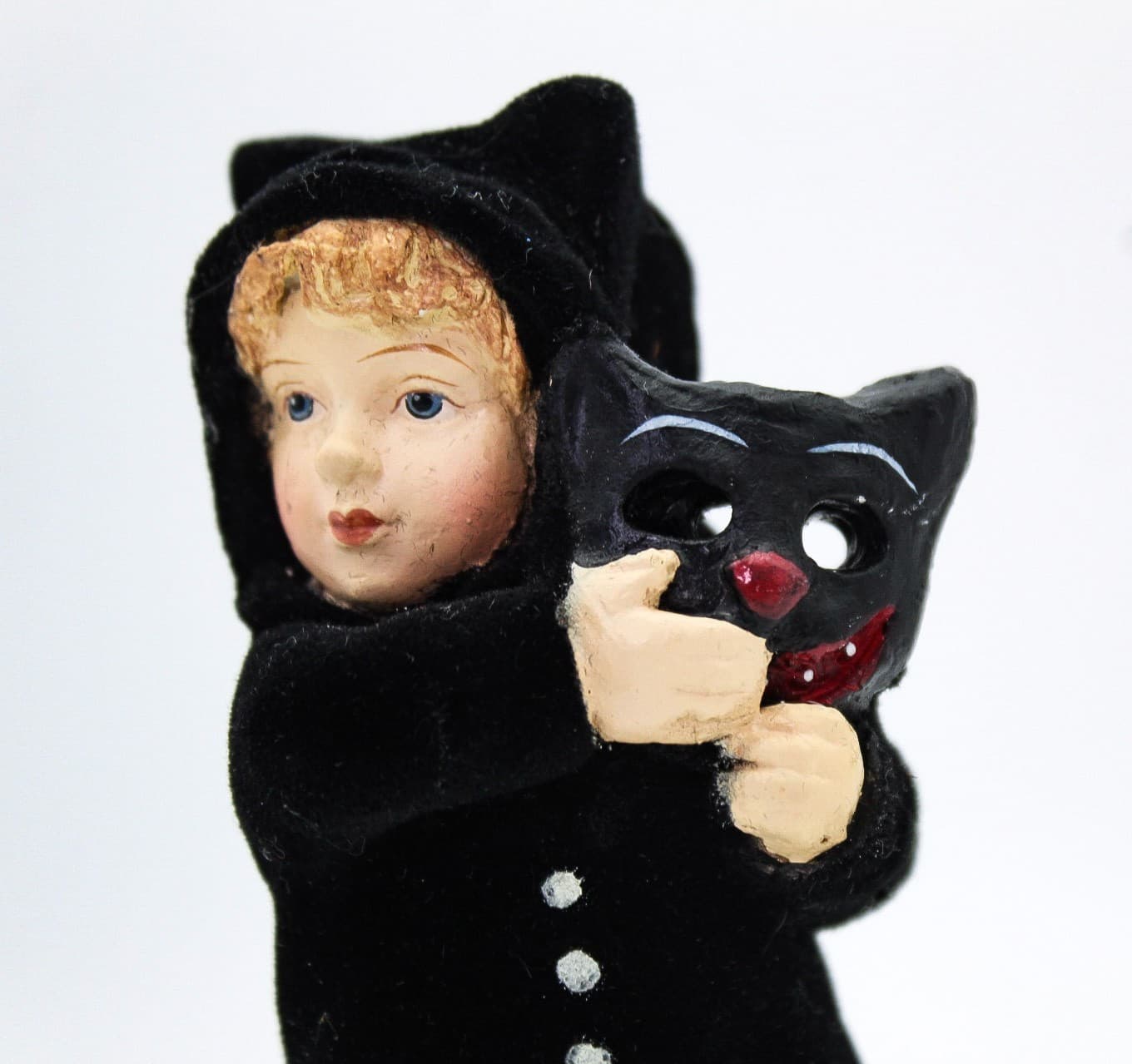 Bethany Lowe Designs Halloween Boy In Cat Costume Flocked Candy Container - Thumbnail 9