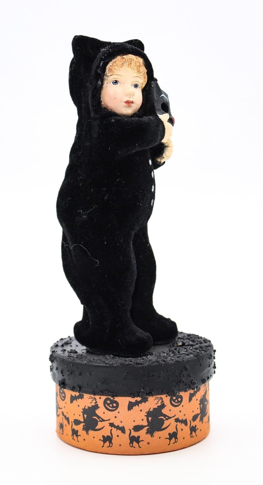 Bethany Lowe Designs Halloween Boy In Cat Costume Flocked Candy Container - Thumbnail 6
