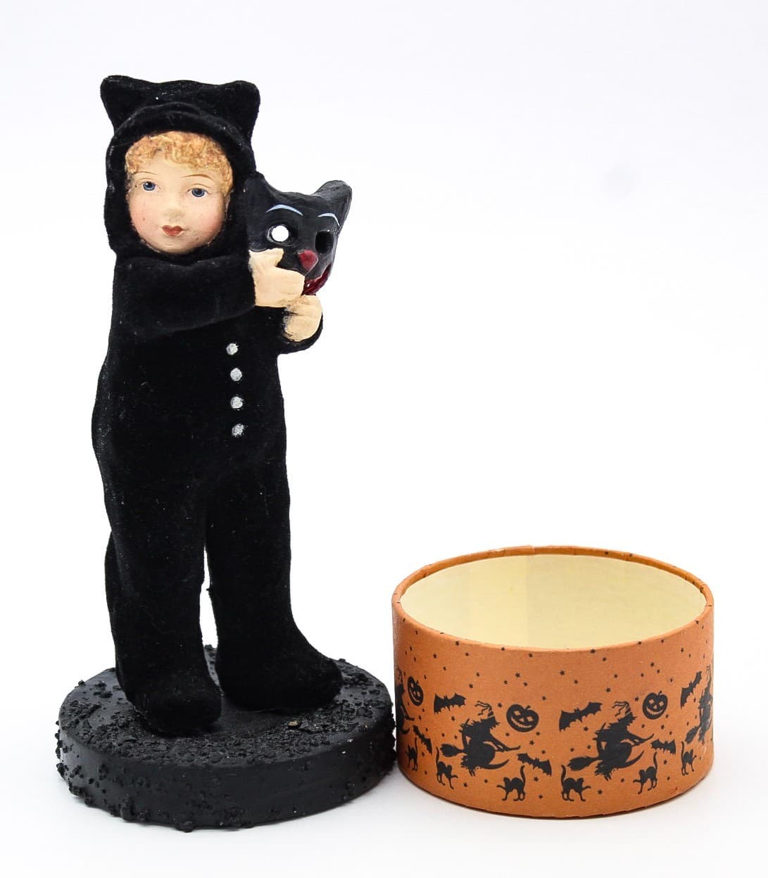 Bethany Lowe Designs Halloween Boy In Cat Costume Flocked Candy Container - Thumbnail 2