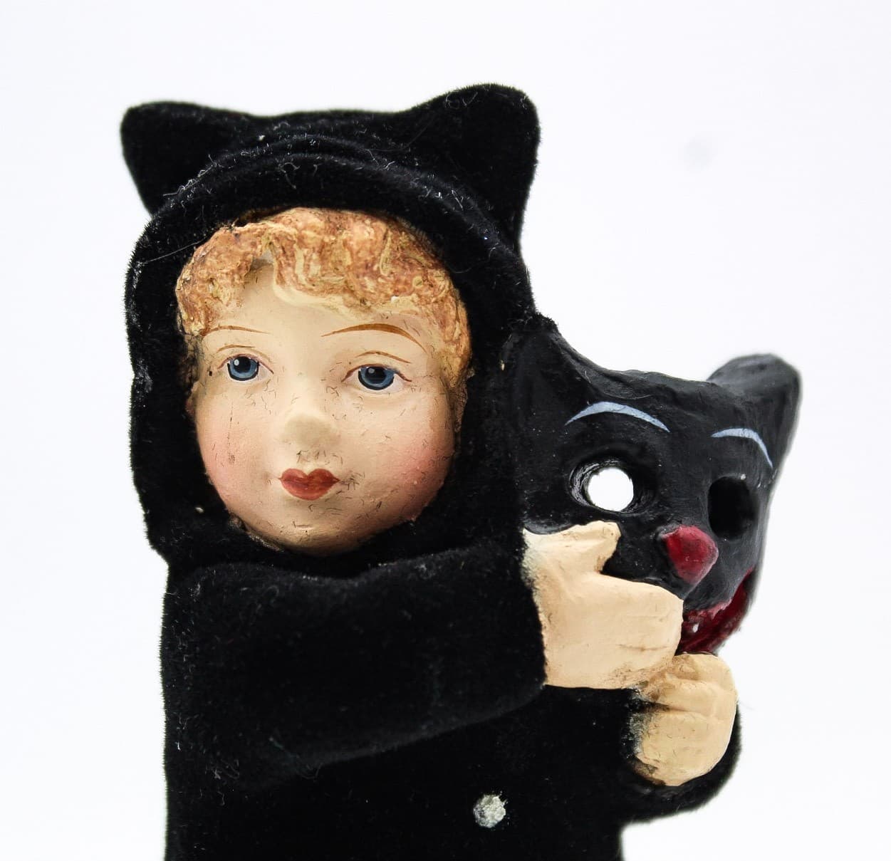 Bethany Lowe Designs Halloween Boy In Cat Costume Flocked Candy Container - Thumbnail 10