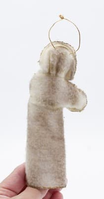 Chenille Vintage Paper Face Santa Christmas Ornament Spun Cotton Jeweled Coat - Thumbnail 3