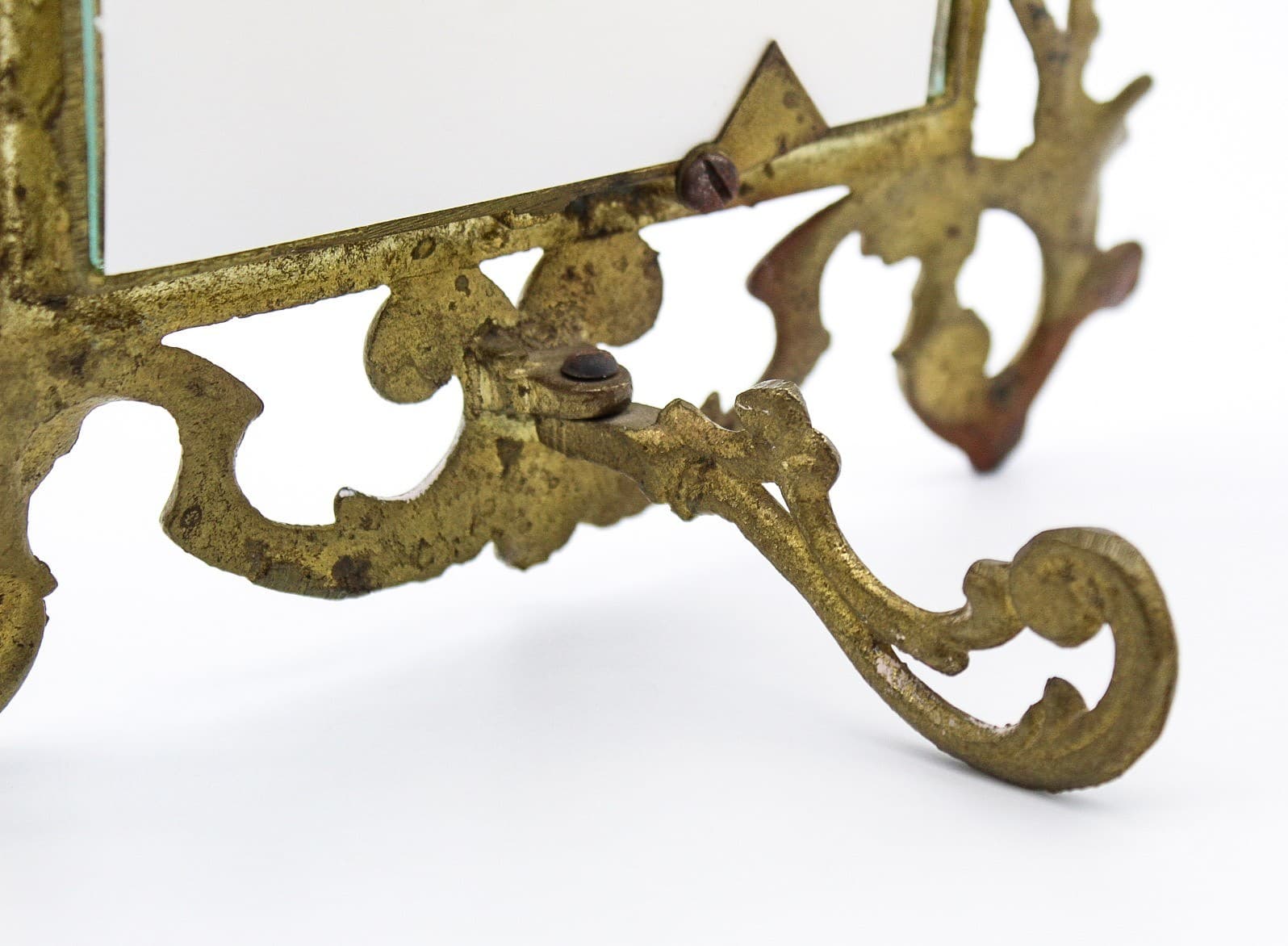 Antique Cast Iron Gold Gilt Rococo Style Tabletop Ornate Picture Frame 12" - Thumbnail 11