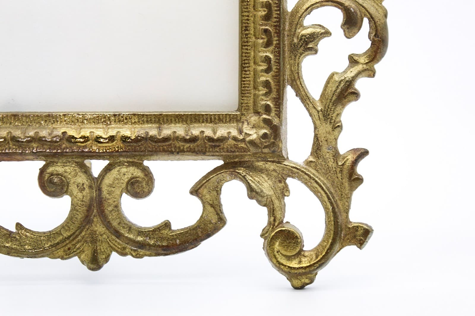 Antique Cast Iron Gold Gilt Rococo Style Tabletop Ornate Picture Frame 12" - Thumbnail 7