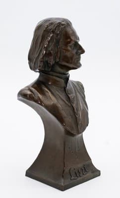 Antique 19th Century Solid Bronze Bust Franz Liszt Statue Sculpture - Thumbnail 7