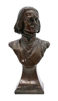 Antique 19th Century Solid Bronze Bust Franz Liszt Statue Sculpture - Image 1