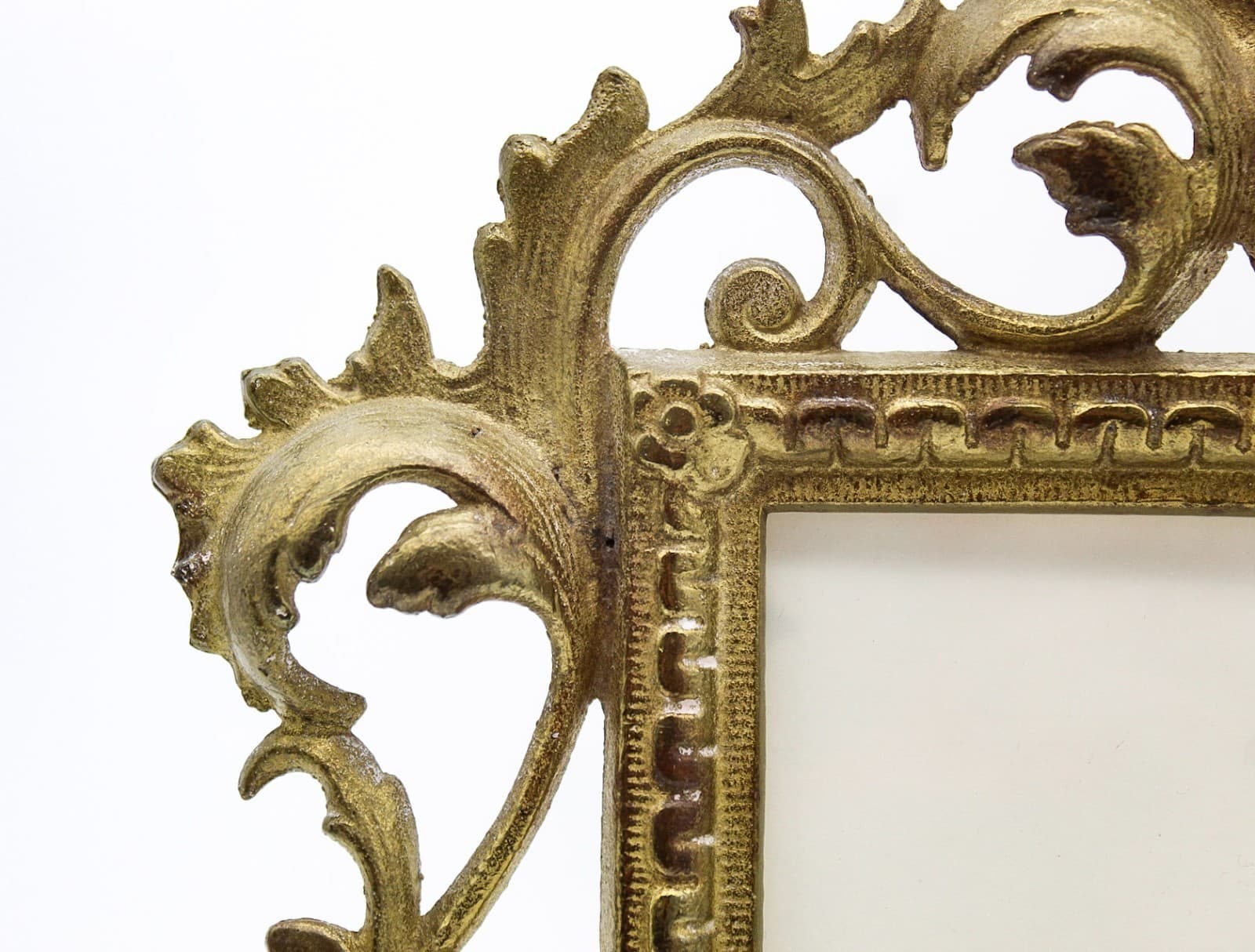 Antique Cast Iron Gold Gilt Rococo Style Tabletop Ornate Picture Frame 12" - Thumbnail 9