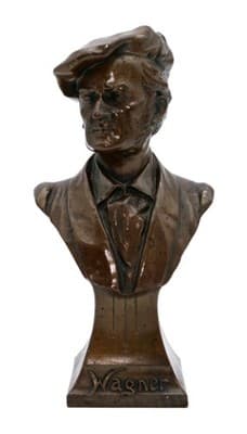 Antique 19th Century Solid Bronze Bust Richard Wagner Statue Sculpture - Image 1