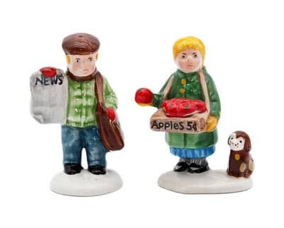 Department 56 Girl Selling Apples & News Boy Snow Village Christmas Accessory - Image 1