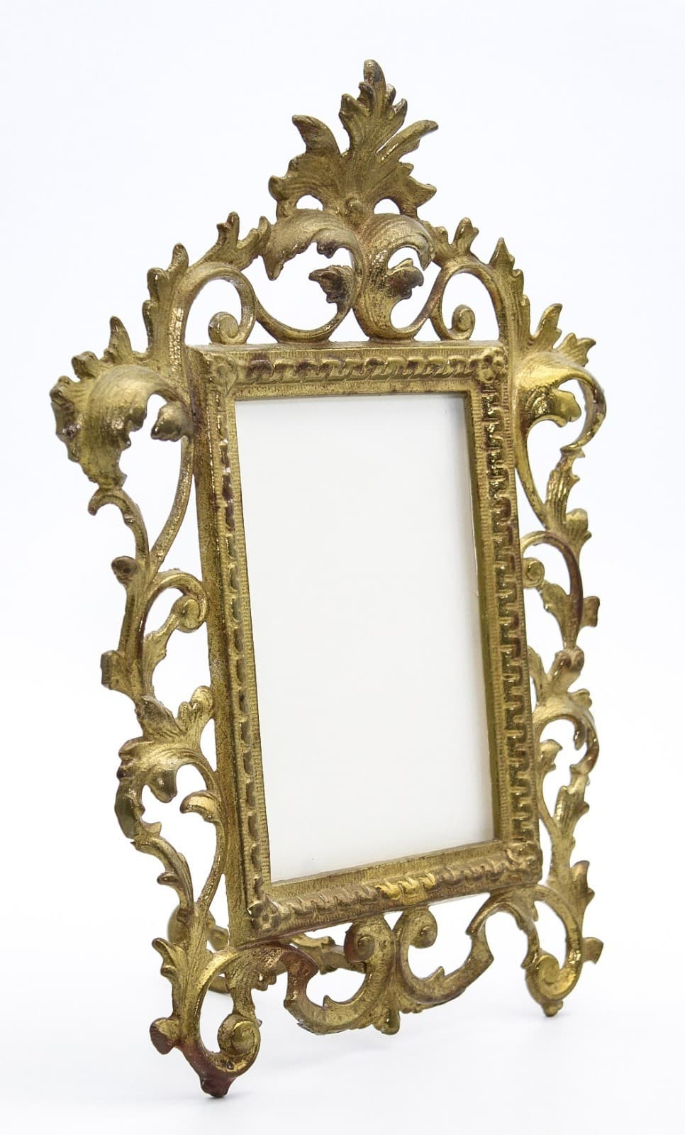 Antique Cast Iron Gold Gilt Rococo Style Tabletop Ornate Picture Frame 12" - Thumbnail 2