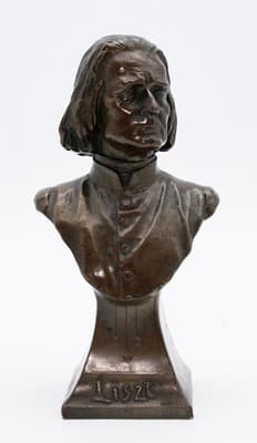 Antique 19th Century Solid Bronze Bust Franz Liszt Statue Sculpture - Thumbnail 11