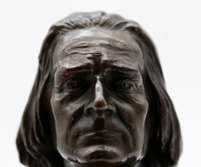 Antique 19th Century Solid Bronze Bust Franz Liszt Statue Sculpture - Thumbnail 9