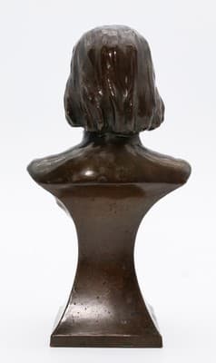 Antique 19th Century Solid Bronze Bust Franz Liszt Statue Sculpture - Thumbnail 6