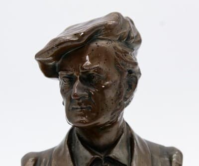 Antique 19th Century Solid Bronze Bust Richard Wagner Statue Sculpture - Thumbnail 2
