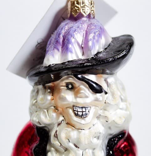 CHRISTOPHER RADKO Skull Duggery Glass Halloween Pirate Christmas Ornament w/ Tag - Thumbnail 2
