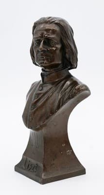 Antique 19th Century Solid Bronze Bust Franz Liszt Statue Sculpture - Thumbnail 5