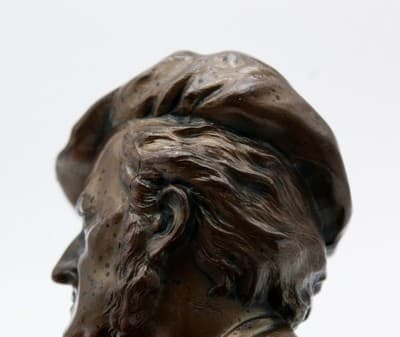 Antique 19th Century Solid Bronze Bust Richard Wagner Statue Sculpture - Thumbnail 9