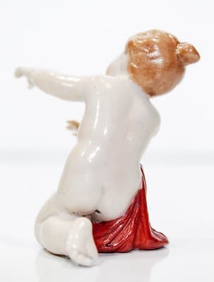 MULLER VOLKSTEDT Hand Painted Dresden Germany Red Cherub Porcelain Figurine - Thumbnail 6