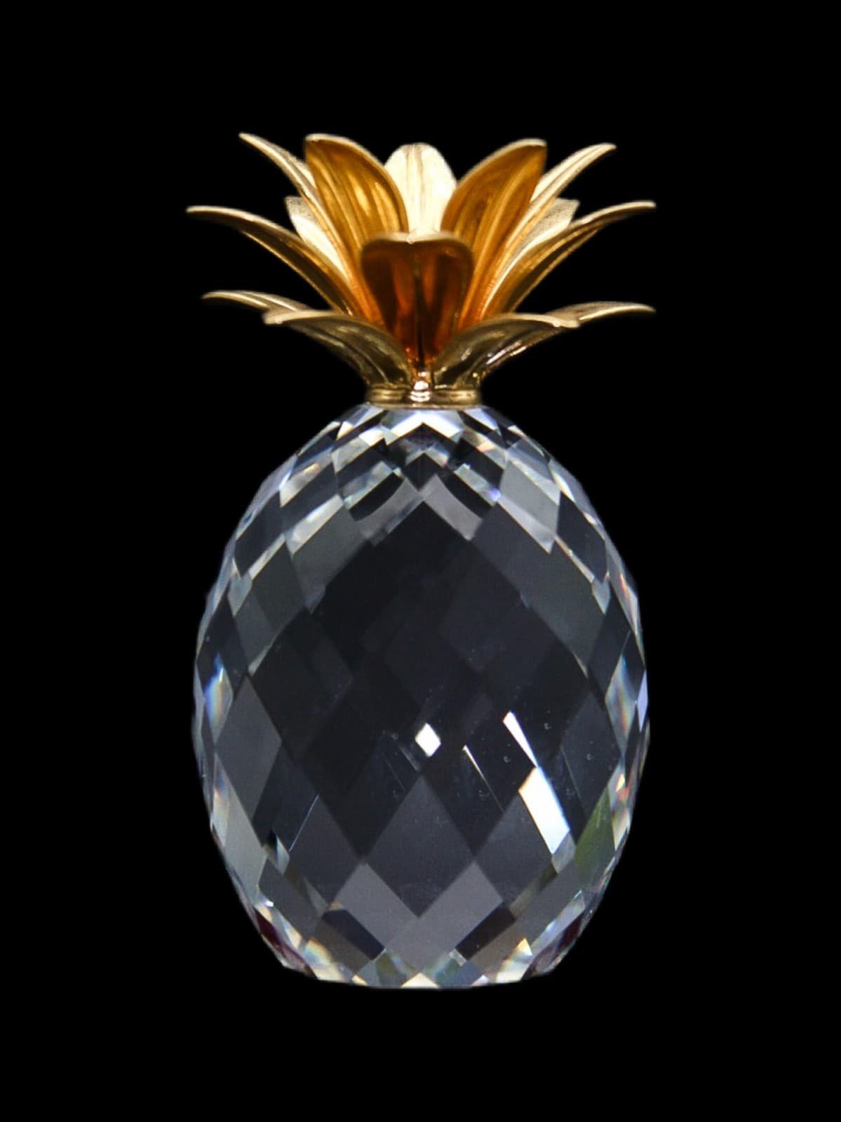 Swarovski Pineapple Austria Fine Faceted Crystal Gold Gilt Figurine Vintage - Image 1