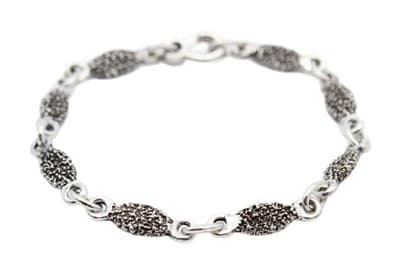 Vintage Sterling Silver 925 Link Moss Motif Bracelet 7.75" - Image 1