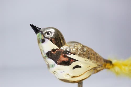 Vintage Inge Glass Yellow Bird Yellow Feather Clip-On Christmas Ornament - Thumbnail 2