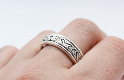 Vintage Celtic Motif Sterling Silver 925 Spinner Large Ring Size 13 - Thumbnail 4