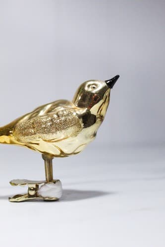 Vintage Inge Glass Yellow Bird Yellow Feather Clip-On Christmas Ornament - Thumbnail 6