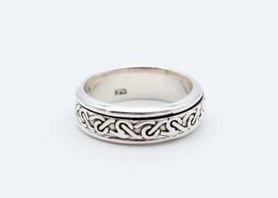Vintage Celtic Motif Sterling Silver 925 Spinner Large Ring Size 13 - Thumbnail 6