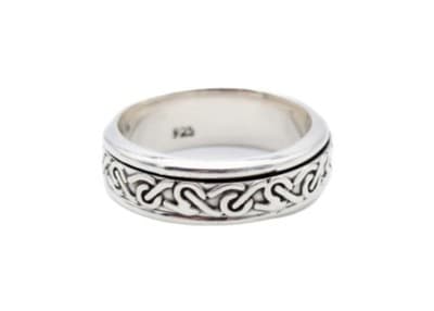Vintage Celtic Motif Sterling Silver 925 Spinner Large Ring Size 13 - Image 1