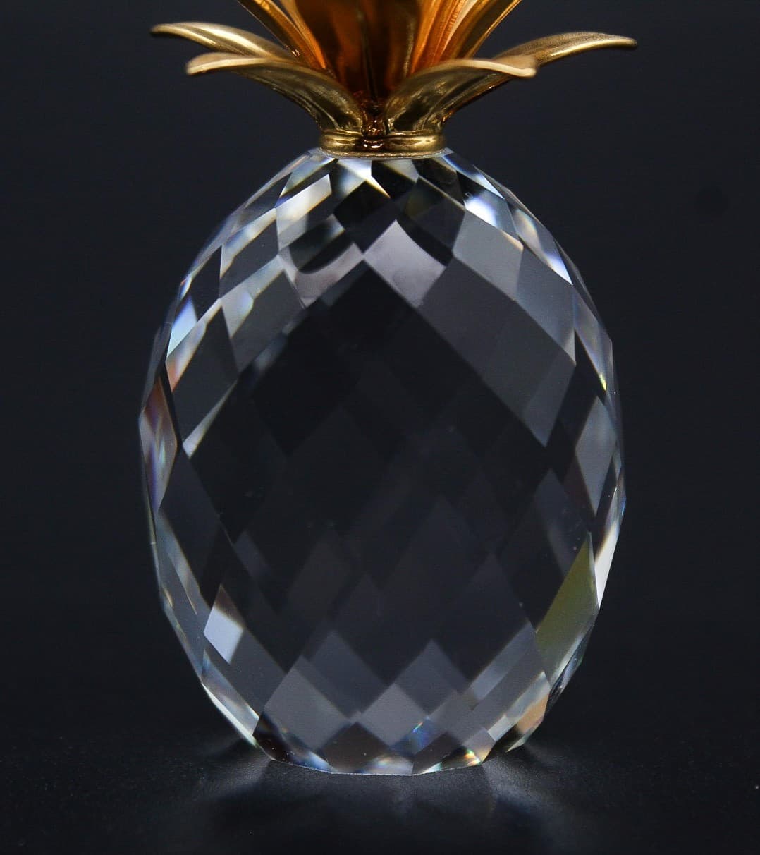Swarovski Pineapple Austria Fine Faceted Crystal Gold Gilt Figurine Vintage - Thumbnail 6