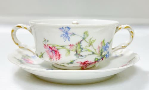 LIMOGES France Haviland & Co. Floral Pattern Porcelain Cup & Saucer - Thumbnail 2