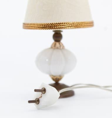 Vintage Miniature Dollhouse Electrified White Table Lamp WORKS - Thumbnail 6