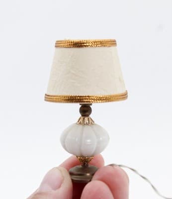 Vintage Miniature Dollhouse Electrified White Table Lamp WORKS - Thumbnail 3