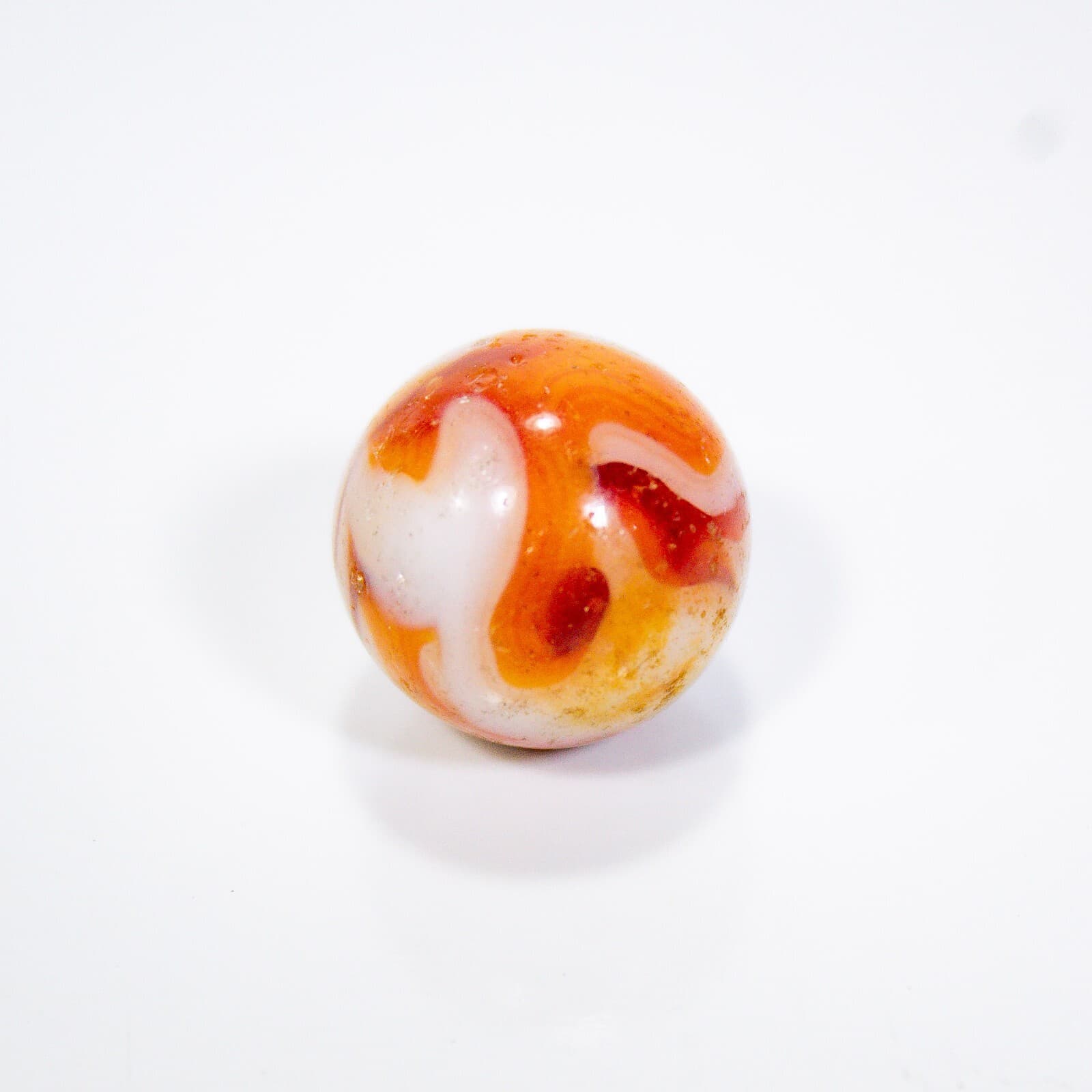Vintage Akro Agate Peltier Christensen Glass Orange Cream Swirl Marble 14.9mm - Thumbnail 2