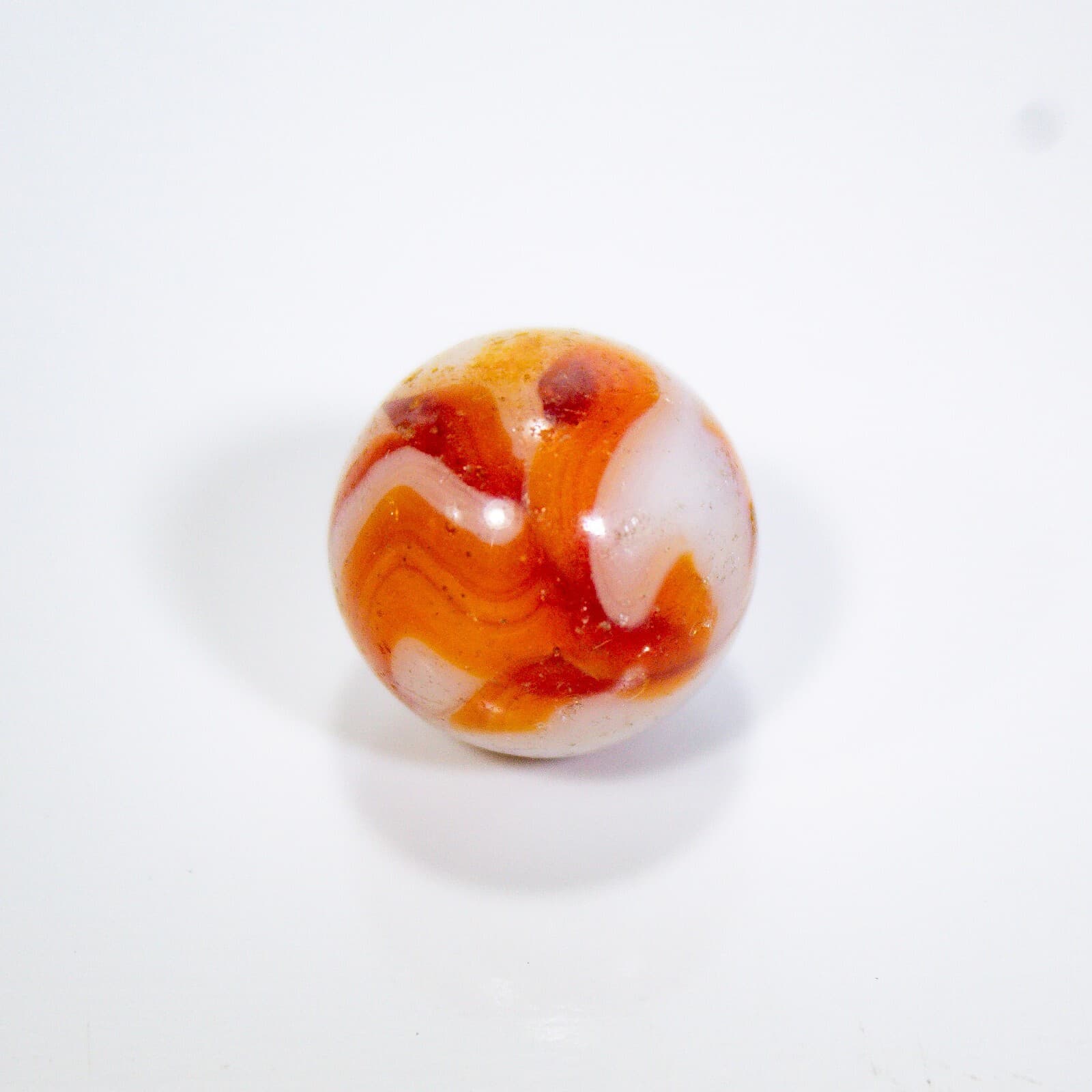 Vintage Akro Agate Peltier Christensen Glass Orange Cream Swirl Marble 14.9mm - Thumbnail 4