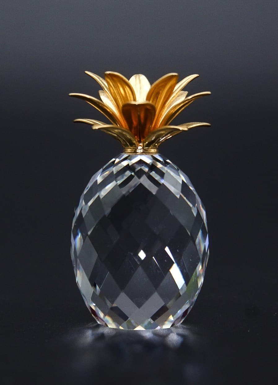 Swarovski Pineapple Austria Fine Faceted Crystal Gold Gilt Figurine Vintage - Thumbnail 8