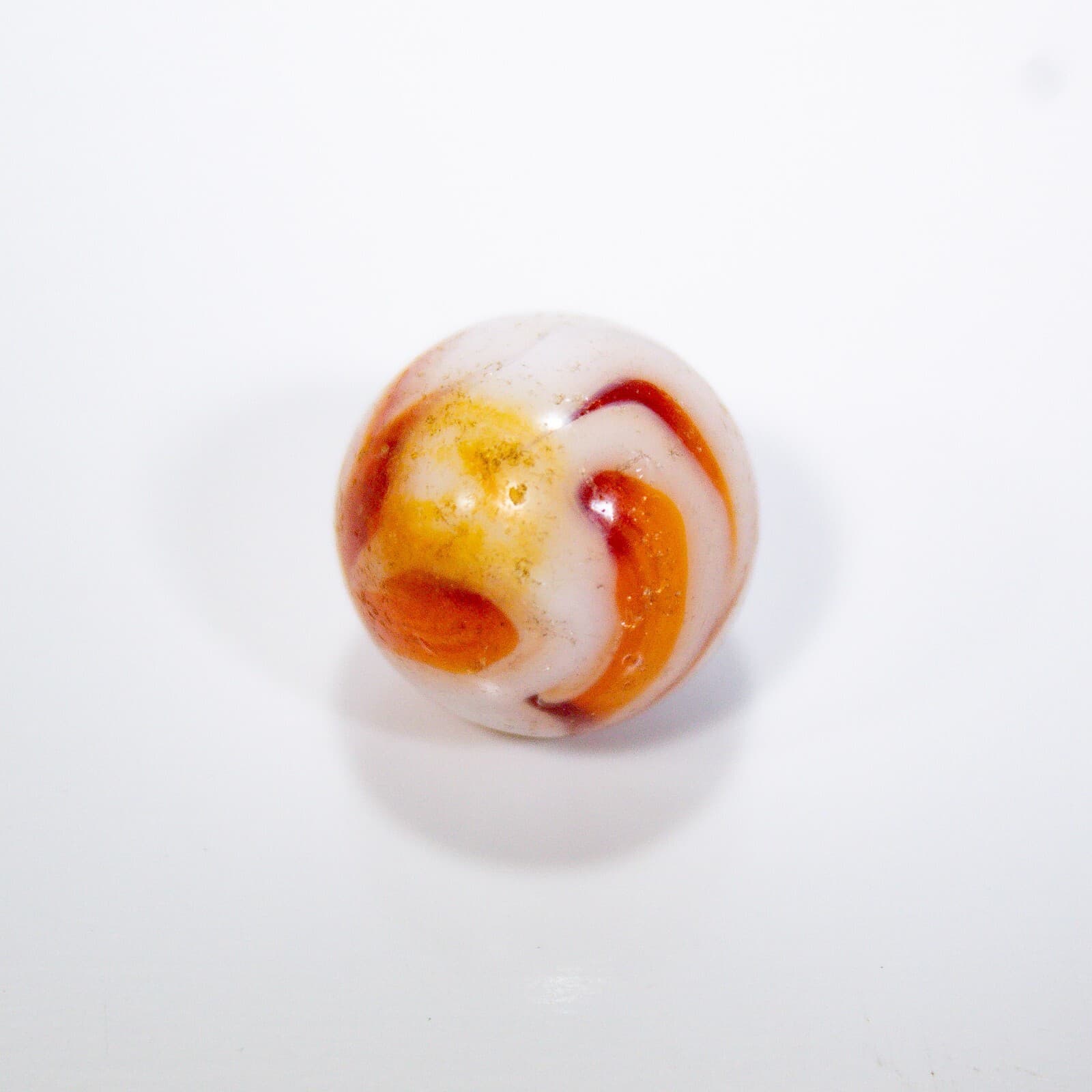 Vintage Akro Agate Peltier Christensen Glass Orange Cream Swirl Marble 14.9mm - Thumbnail 5