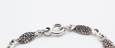 Vintage Sterling Silver 925 Link Moss Motif Bracelet 7.75" - Thumbnail 3