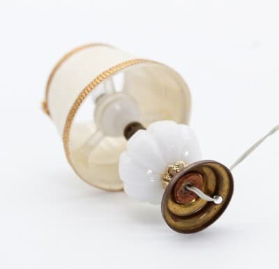 Vintage Miniature Dollhouse Electrified White Table Lamp WORKS - Thumbnail 5