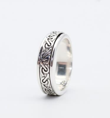 Vintage Celtic Motif Sterling Silver 925 Spinner Large Ring Size 13 - Thumbnail 2