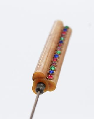 Antique Bakelite Multicolor Jeweled Deco Hat Pin Stick Pin RARE - Thumbnail 2