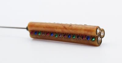 Antique Bakelite Multicolor Jeweled Deco Hat Pin Stick Pin RARE - Thumbnail 8
