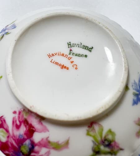 LIMOGES France Haviland & Co. Floral Pattern Porcelain Cup & Saucer - Thumbnail 4